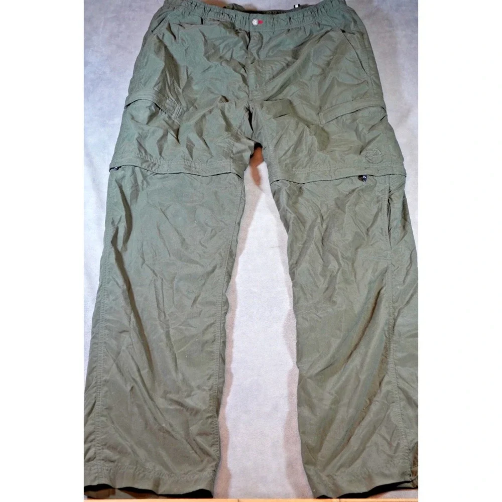 The North Face Men's Large Convertible Hiking Cargo Pants Olive Green Zip Off